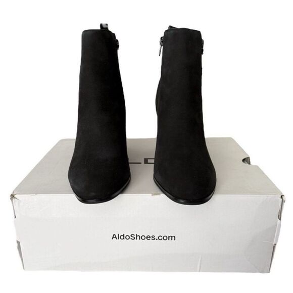 Aldo Noemieflex Black Suede Chunky Block Heel Boots Women’s Size 9 - Picture 4 of 8